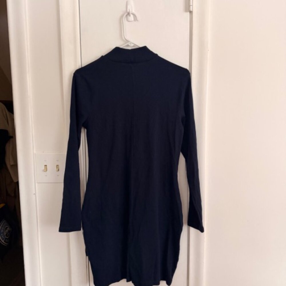 Old Navy Navy Blue Ribbed Knit Mock Neck Long Sleeve Bodycon Mini Dress L - Picture 5 of 7